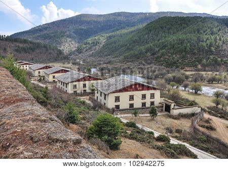 View Of Brick Houses In The Tibetan Village