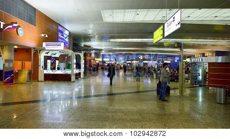 MOSCOW, RUSSIA - AUGUST 19, 2015: airport terminal. Sheremetyevo International Airport is an international airport located in Khimki, Moscow Oblast, Russia, 29 km northwest of central Moscow.