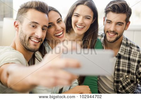 Friends faving fun and making a selfie