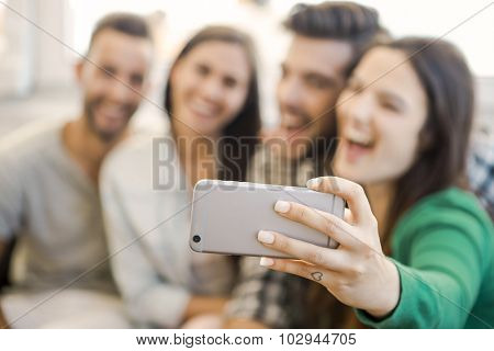 Friends faving fun and making a selfie