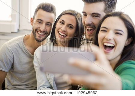 Friends faving fun and making a selfie