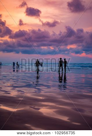 Kuta beach at sunset  in Bali Indonesia