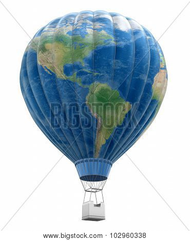 Hot Air Balloon with World Map (clipping path included)