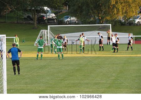 Football Players Preparing For A Match