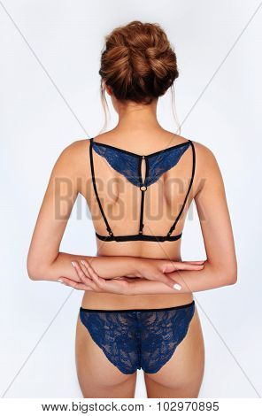 Seductive beautiful young African woman in underwear