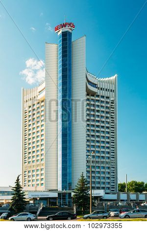 Hotel Building Belarus in district Nemiga in Minsk, Belarus