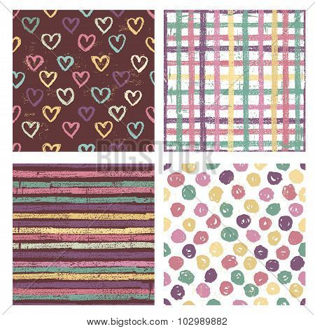 Set Of Four Seamless Patterns