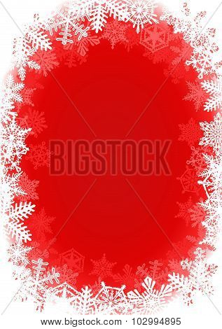 Snowflake Framed Red Christmas Background