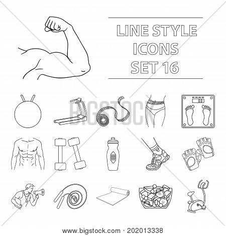 Sport and fitness set icons in outline style. Big collection of sport and fitness vector symbol stock