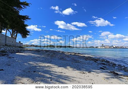 Ile-Tudy (Breton: Enez Tudi) Finistere Brittany France - View from Loctudy across the bay