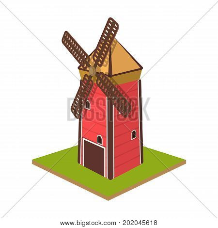 Windmill, single icon in cartoon style.Windmill vector symbol stock illustration .