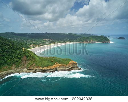 Aerial view on guacalito beach in Nicaragua landscape