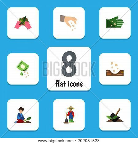 Flat Icon Seed Set Of Seed, Packet, Man And Other Vector Objects