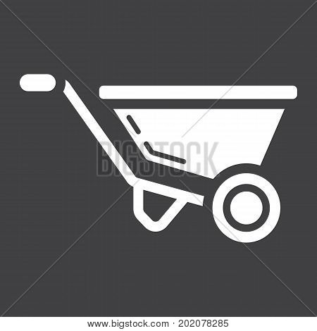 Wheelbarrow glyph icon, build and repair, argiculture sign vector graphics, a solid pattern on a black background, eps 10.