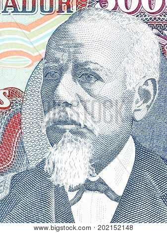 Eloy Alfaro portrait from Ecuadorian money - Sucres