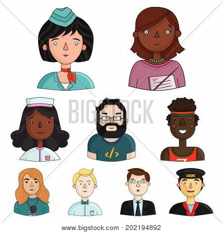 People of different profession set icons in cartoon design. Big collection of people of different profession vector symbol stock illustration