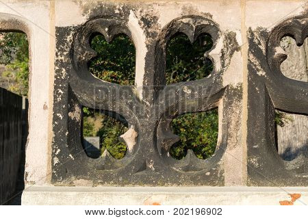 Old Stone Wall With Heartlike Shapes In The Afternoon Sun