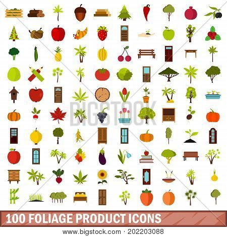 100 foliage product icons set in flat style for any design vector illustration