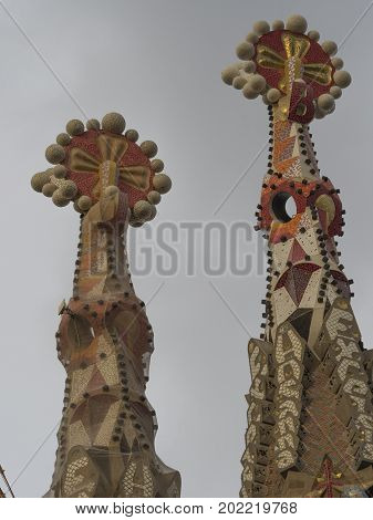 Barcelona Spain- 15th of August 2017: Temple of the Sagrada Familia designed by the architect Antoni Gaudí