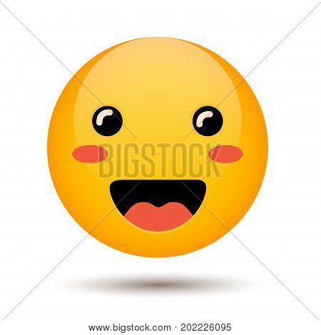 Happy emoticon isolated on background. Smile emoji. Vector stock.