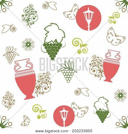 Vector illustration of a seamless picture on the theme of summer and romance. isolated n a white background