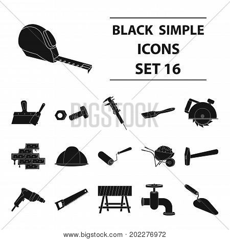 Build and repair set icons in black design. Big collection of build and repair vector symbol stock illustration