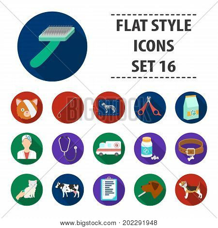 Veterinary clinic set icons in flat design. Big collection of veterinary clinic vector symbol stock illustration