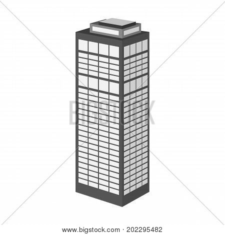 High-rise building of a skyscraper. Skyscraper single icon in monochrome style vector symbol stock illustration .