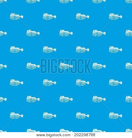 Excavator with hydraulic hammer pattern repeat seamless in blue color for any design. Vector geometric illustration