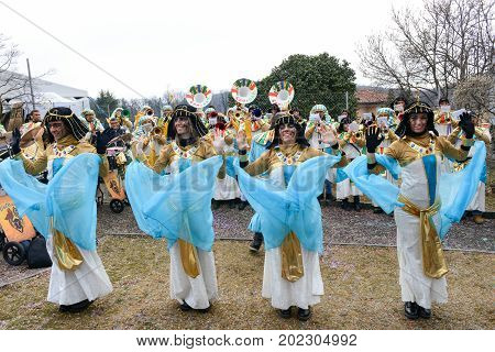 People At The Carnival Of Tesserete On Switzerland