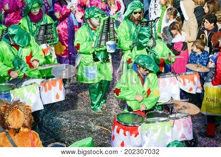 People At The Carnival Of Tesserete On Switzerland