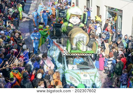 People At The Carnival Of Tesserete On Switzerland