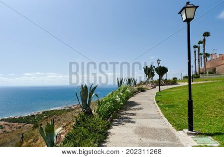 Footpath along the Mediterranean Sea. Gran Alacant Costa Blanca. Spain