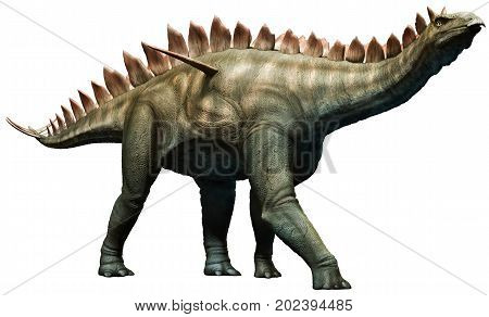 Prehistoric Miragaia dinosaur walking slowly 3D illustration