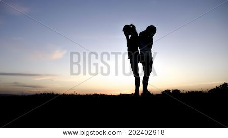 A Couple silhouette breaking up a relation