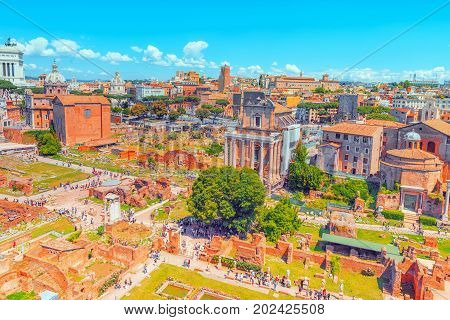 View Of The Roman Forum From The Hill Of Palatine - A General Overview Of The Entire Roman Forum Wit