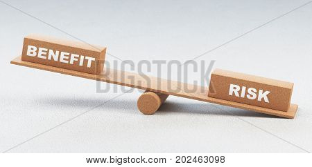 Balance with benefit and risk concept, 3d render illustration