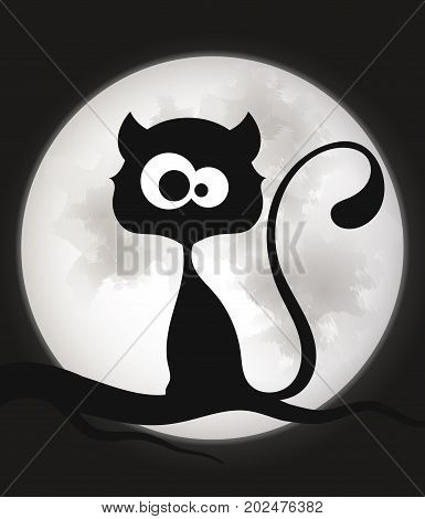 Happy Halloween Black Cat Cute Vector Design