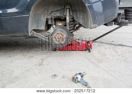 The rear of the car without the wheels. Wheel arch close up.