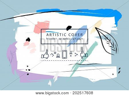 Creative Universal Floral Artictic Cover In Trendy Style With Hand Drawn Textures. Collage.