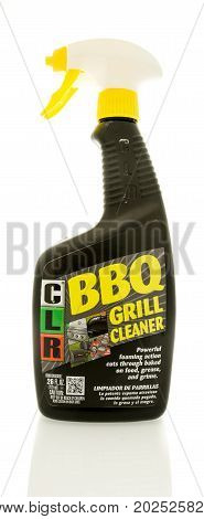Winneconne WI - 30 August 2017: A bottle of CLR grill cleaner on an isolated background.