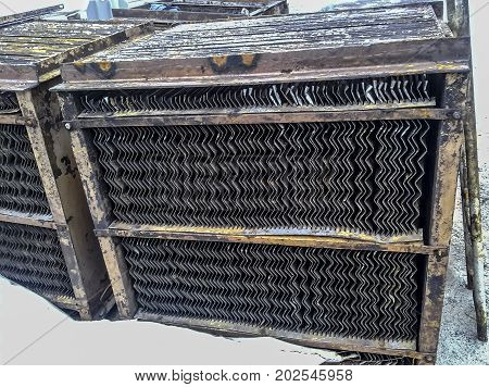 Internal Parts Of The End Divider Of The Tube Phases. Steel Plates For Better Separation Of Water-oi