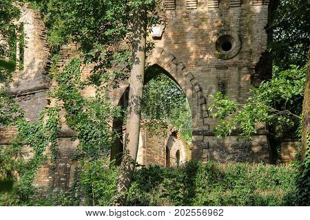 Ruined medieval castle in Villa Sorra. Castelfranco Emilia Modena Italy