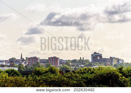 Cloudy Day Cityscape View of Northampton UK.