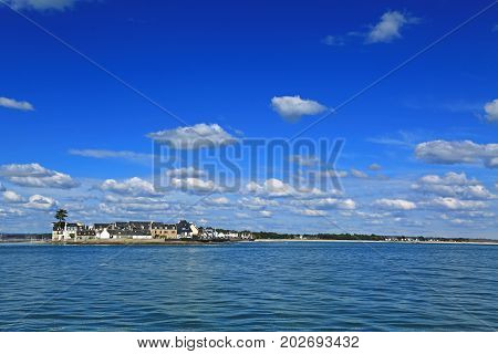 Ile-Tudy (Breton: Enez Tudi) Finistere Brittany France - View from Loctudy across the bay