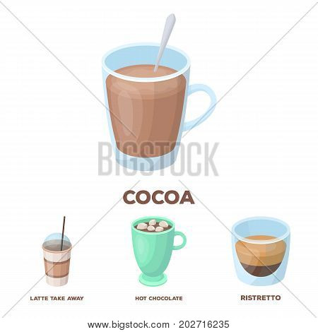 Ristretto, hot chocolate, latte take-away.Different types of coffee set collection icons in cartoon style vector symbol stock illustration .