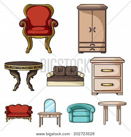Furniture and home interior set icons in cartoon design. Big collection of furniture and home interior vector symbol stock illustration