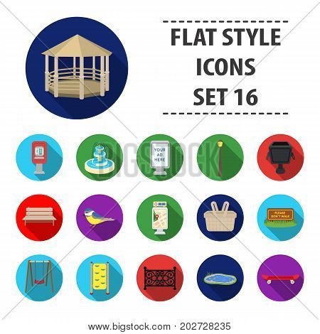 Park set icons in flat style. Big collection of park vector symbol stock