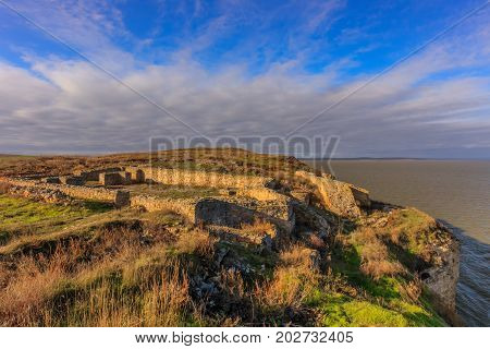 the ruins of the Argamum fortress. Dobrogea Romania
