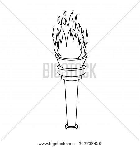 Street lamp in the form of a torch with an open fire.Lamppost single icon in outline style vector symbol stock illustration .